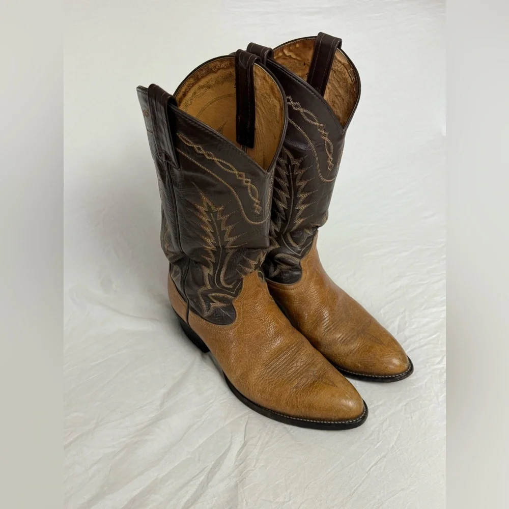 Tony Lama Black Label 6530 Western Cowboy Boots Brown Leather Men's Size 10B